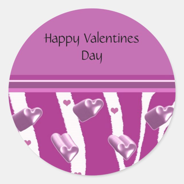 Pegatina Redonda Día de San Valentín del corazón púrpura (Anverso)