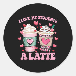 Pegatina Redonda Día de San Valentín del profesor Amo a mi estudian
