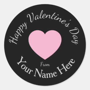 Pegatina Redonda Día de San Valentín Desde Tu Nombre Aquí Gráficos