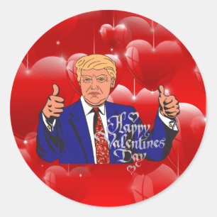Pegatina Redonda día de San Valentín donald trump
