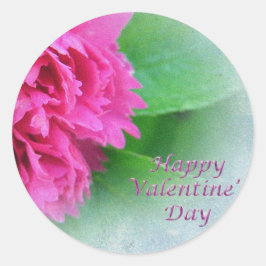 Pegatina Redonda día de San Valentín feliz rosa salvaje rosa