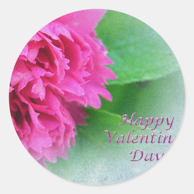 Pegatina Redonda día de San Valentín feliz rosa salvaje rosa (Anverso)