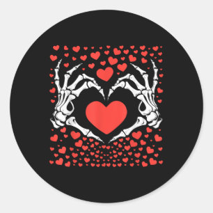 Pegatina Redonda Día de San Valentín Funny Skeleton Hand Heart Men