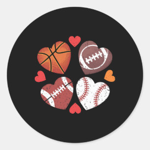 Pegatina Redonda Día de San Valentín Fútbol Baloncesto Béisbol Cora