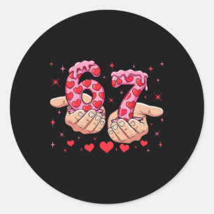Pegatina Redonda Día de San Valentín Lindo 67 Corazones Divertido S