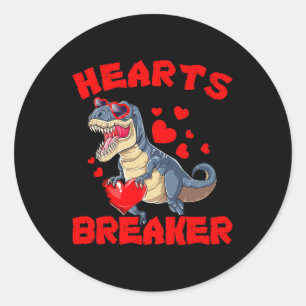 Pegatina Redonda Día de San Valentín Niños Dinosaurio T Rex Amante 