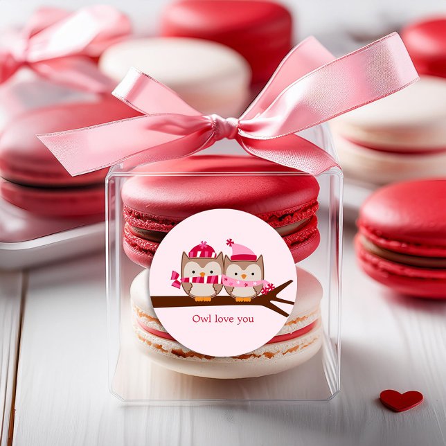 Pegatina Redonda Día de San Valentín Owls (Subido por el creador)