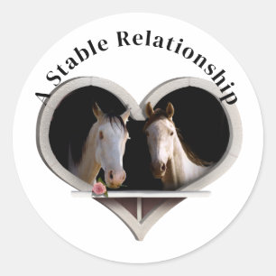 Pegatina Redonda Día de San Valentín para Amantes de Caballos