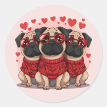 Día de San Valentín Pug Dogs