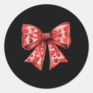 Pegatina Redonda Día de San Valentín Retro Coquette Bow Mujeres Niñ