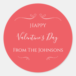 Pegatina Redonda Día de San Valentín Rojo Rosa Moderno