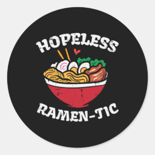 Pegatina Redonda Día de San Valentín sin esperanzas Ramen Tic Comid