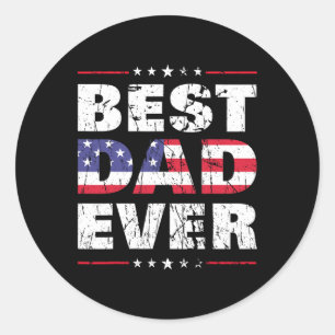 Pegatina Redonda Día de Shirt Dad Mejor Papá Nunca Doy Bandera Esta