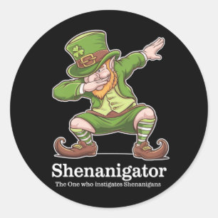Pegatina Redonda Día de Simpatizantes Shenanigator Dabbing Leprecha