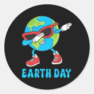 Pegatina Redonda Día del Aniversario del Planeta Tierra Dab Groovy