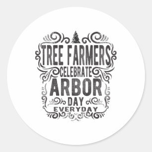 Pegatina Redonda Día del Árbol de agricultores Regalo Día de la Tie