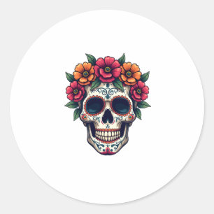 Pegatina Redonda Día del Azúcar Muerto � Día de los Muertos S