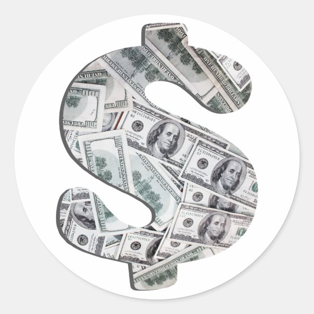 Pegatina Redonda Día del dinero en papel (Anverso)