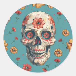 Pegatina Redonda Día del diseño temático de los muertos