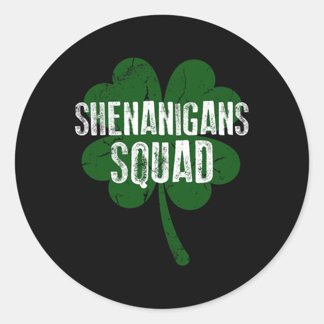 Pegatina Redonda Día del Escuadrón Saint Patricks de Shenanigans (Anverso)