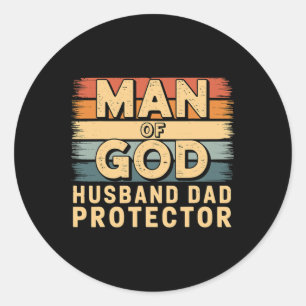 Pegatina Redonda Día del Hombre De Dios Esposo Padre Protector