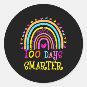 Pegatina Redonda Día Del Maestro Escolar - 100 Días Más Inteligente