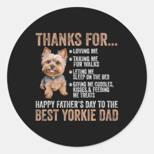 Pegatina Redonda Día Del Padre Al Mejor Yorkie Dad Yorkshire Terri