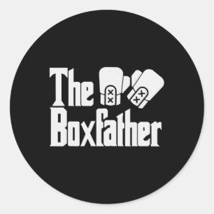 Pegatina Redonda Día del Padre Divertido La Caja-padre Boxeador Pap