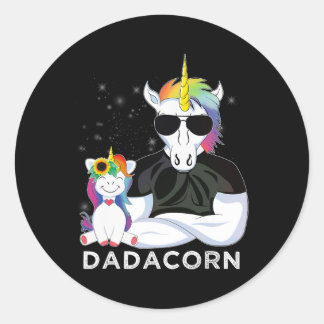 Pegatina Redonda Día del Padre Papá Noel de Unicornio