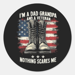 Pegatina Redonda Día del Padre Patriótico Veterano Abuelo