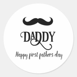 Pegatina Redonda Día del padre personalizado por primera vez