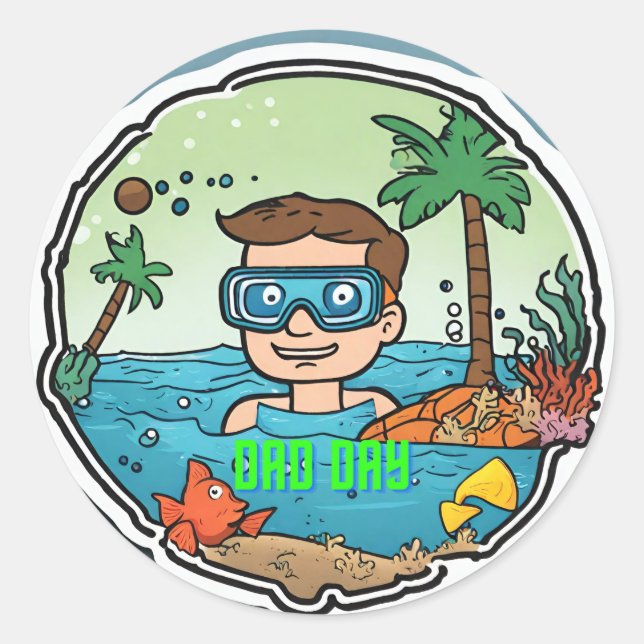 Pegatina Redonda día del papá (Anverso)