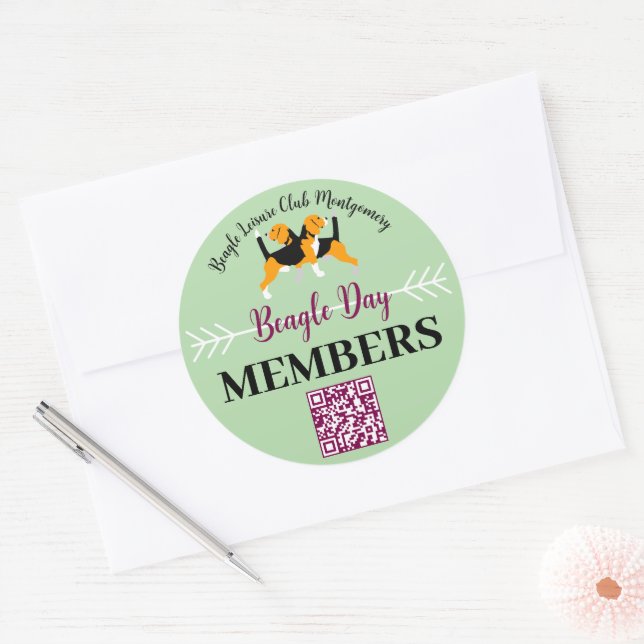 Pegatina Redonda Día del Perro Beagle de Correo (Sobre)