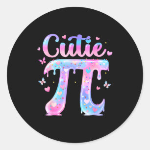 Pegatina Redonda Día del Pi de Helado Profesor de Matemáticas Lindo