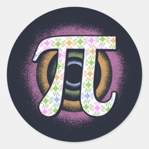 Pegatina Redonda Día del Pi friki de las matemáticas