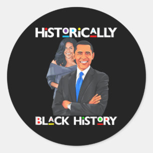 Pegatina Redonda Día del Presidente Obama históricamente mi histori