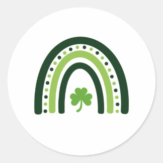 Pegatina Redonda Día del Prisco Verde del Boho del Shamrock