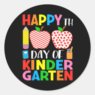 Pegatina Redonda Día Del Profesor De Jardín De Niños Y Del Corazón 