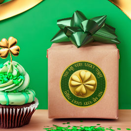 Pegatina Redonda Día del Shamrock de oro personalizado en San Patri