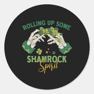 Pegatina Redonda Día del Skeleton St Patricks Resumiendo algo de Sh