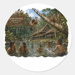 PEGATINA REDONDA DÍA DEL TITULAR NIÑOS DEL RÍO DIVERTIDO STICKER DA