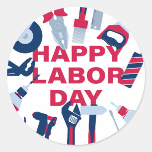 Pegatina Redonda Día del trabajo feliz Semana