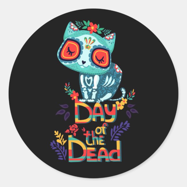 Pegatina Redonda Día del vector del personalizado muerto (Anverso)