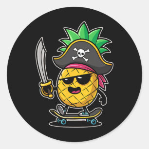 Pegatina Redonda Día divertido de hablar como un pirata - Piña en m