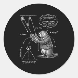 Pegatina Redonda Día divertido de la marmota 67 Meme Lo que las mar