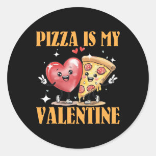 Pegatina Redonda Día divertido de San Valentín Pizza y corazón Pizz