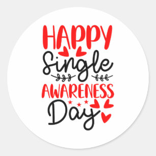 Pegatina Redonda Día Feliz de Conciencia de Soltería - Divertido An