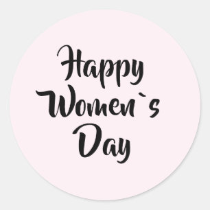 Pegatina Redonda Día Feliz de la Mujer Rosa