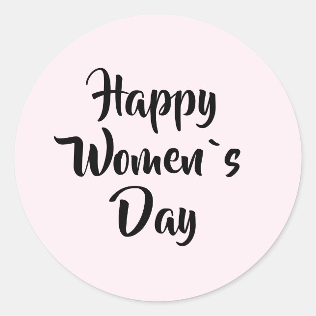 Pegatina Redonda Día Feliz de la Mujer Rosa (Anverso)