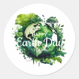 Pegatina Redonda Día feliz de la tierra celebración 2026